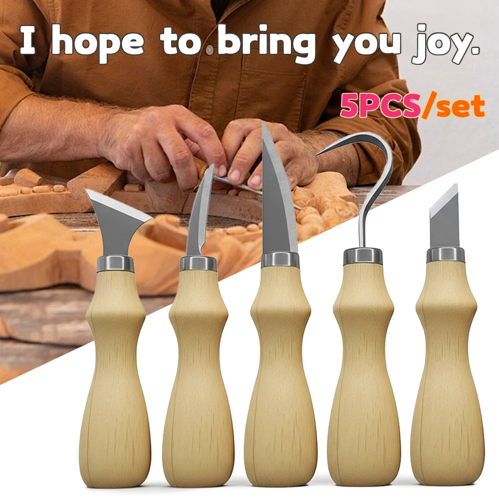 Craft Art Set - 5Pcs Wood Carving Tools Set,Curved Knife