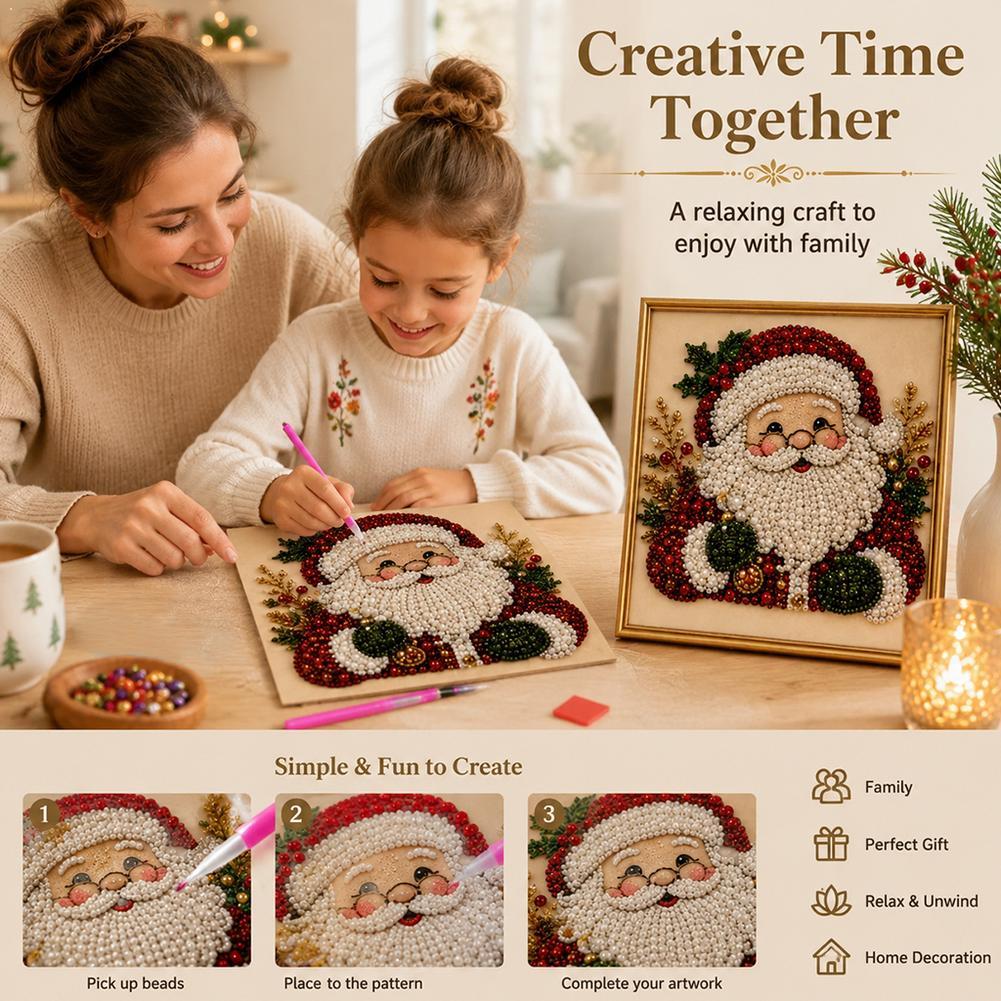 Art Craft Kids - Christmas Santa Claus Pearl Art DIY