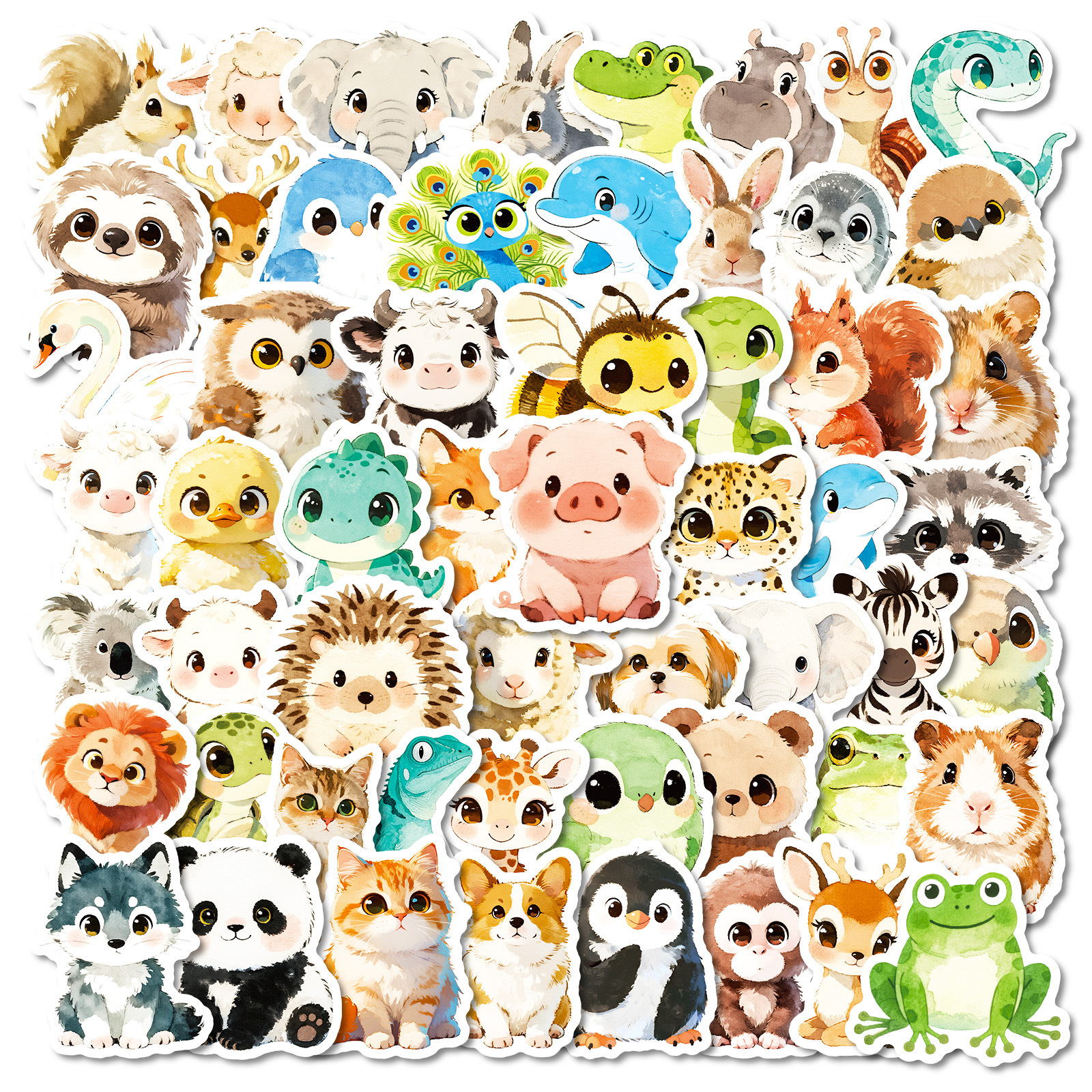 Art Craft Notebook - 56Pcs Cute Animal Cartoon Graffiti Stickers