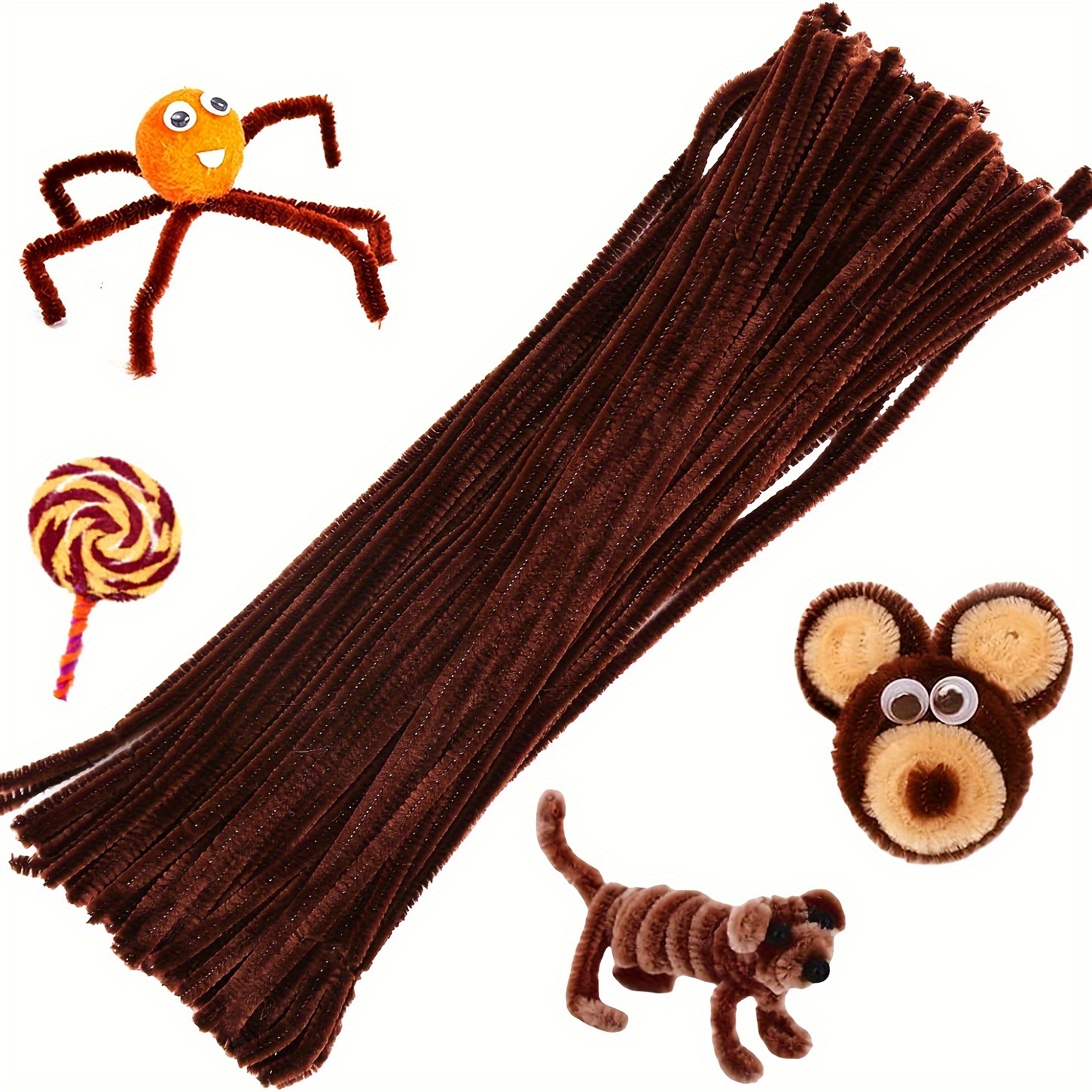 Art Craft Kids - 100 Pcs Coffee Pipe Cleaners,Pipe Cleaners