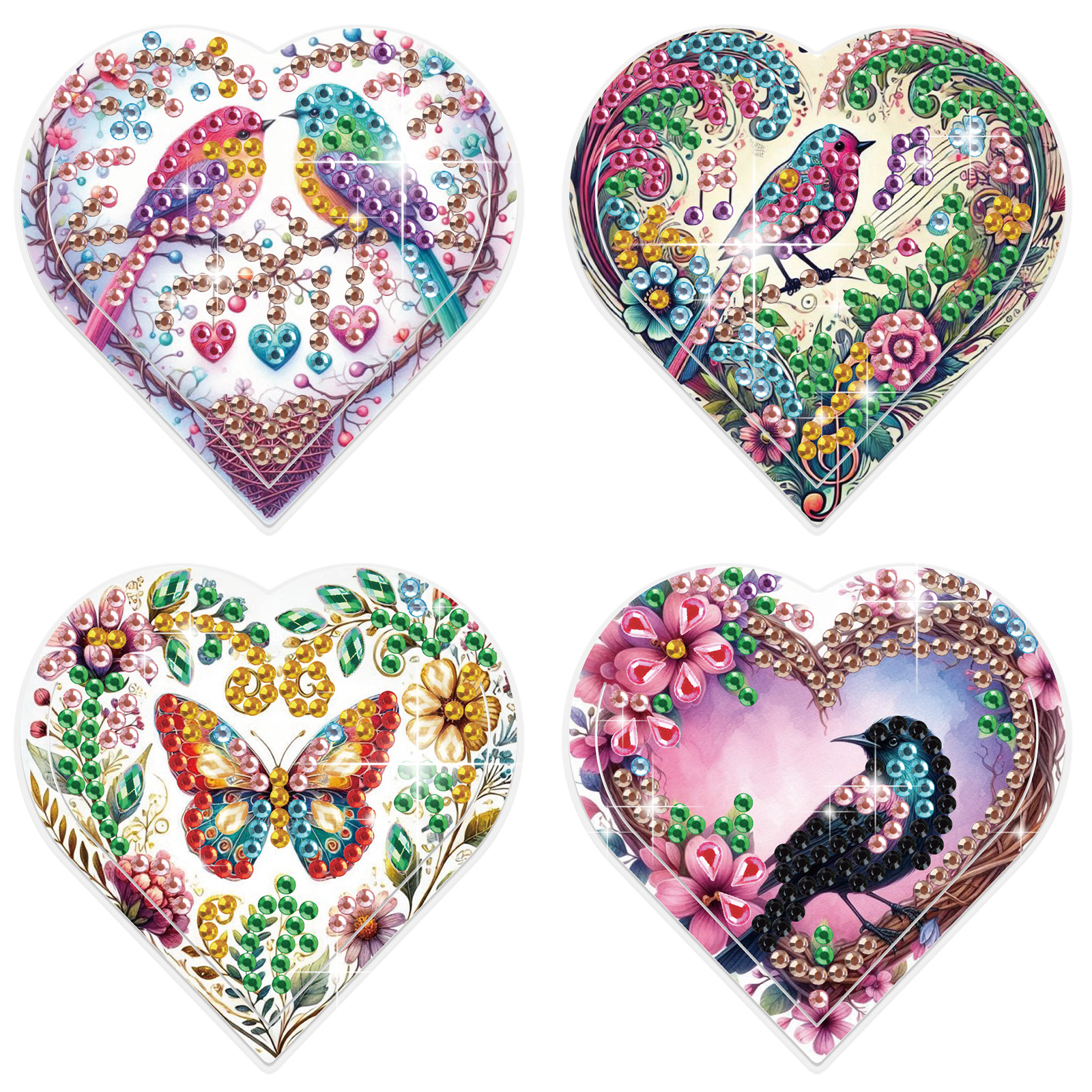 Craft Art Set - 4PCS Diamond Painting Heart Shaped Bookmarks