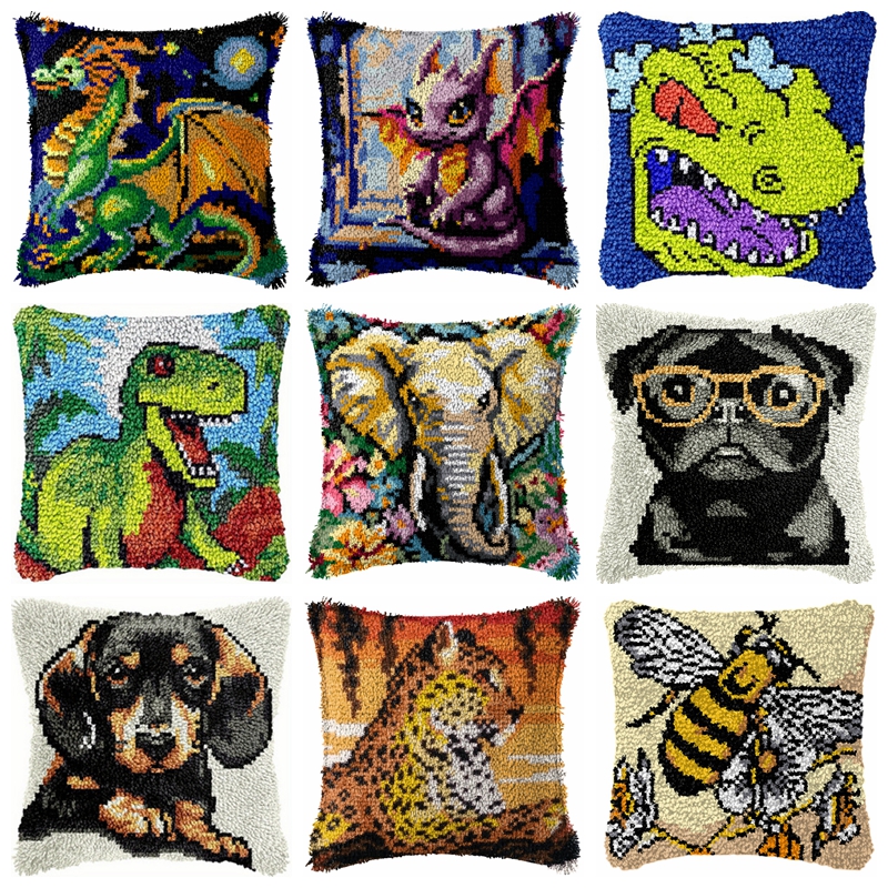Dinosaur And Craft - Dinosaur Latch Hook Pillow Kit DIY