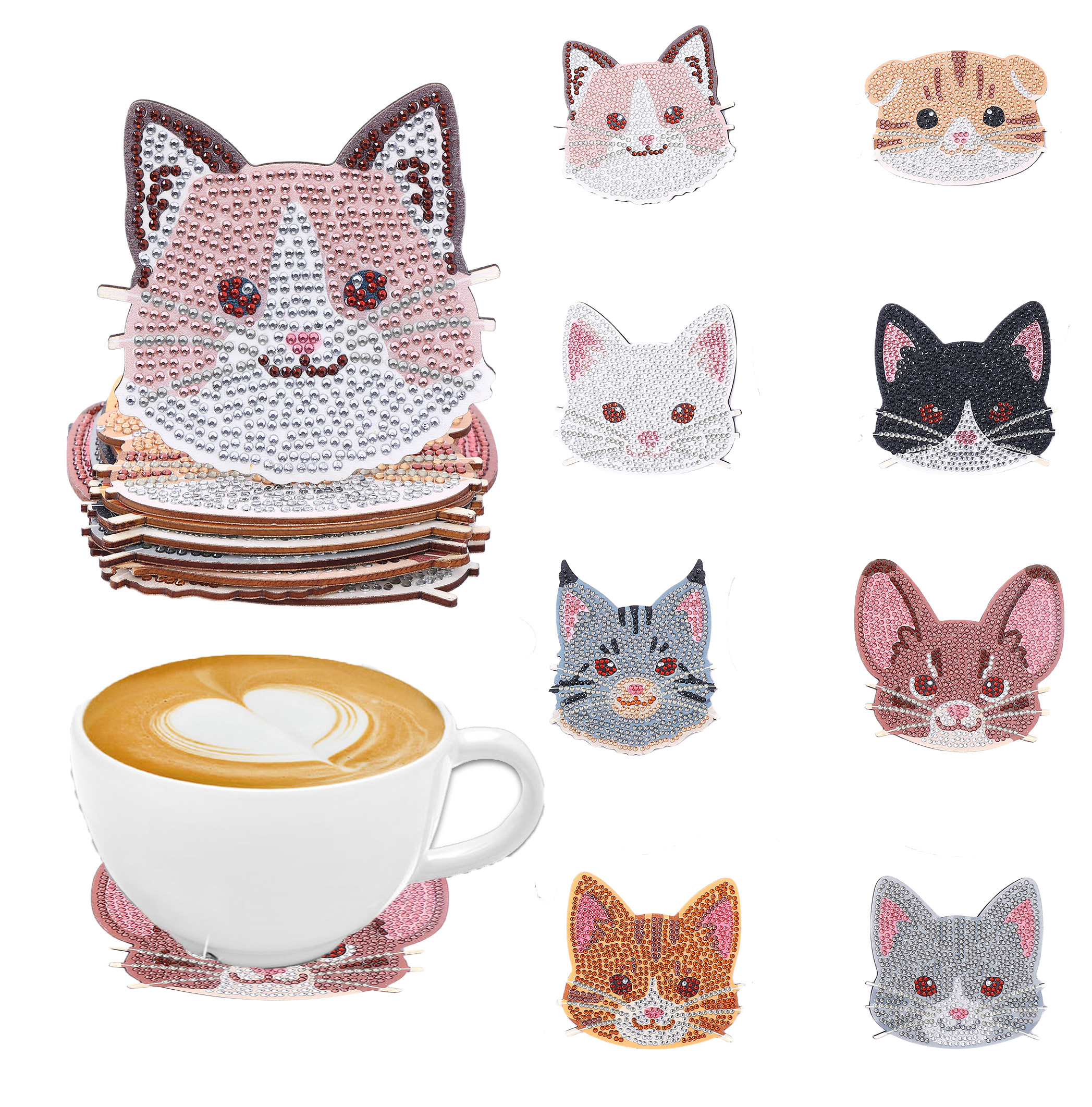 Art Craft Cat - 8 Pieces DIY Diamond Painting Art