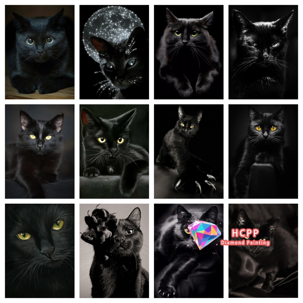 Art Craft Cat - unframe Black Cat Animal Diamond Painting