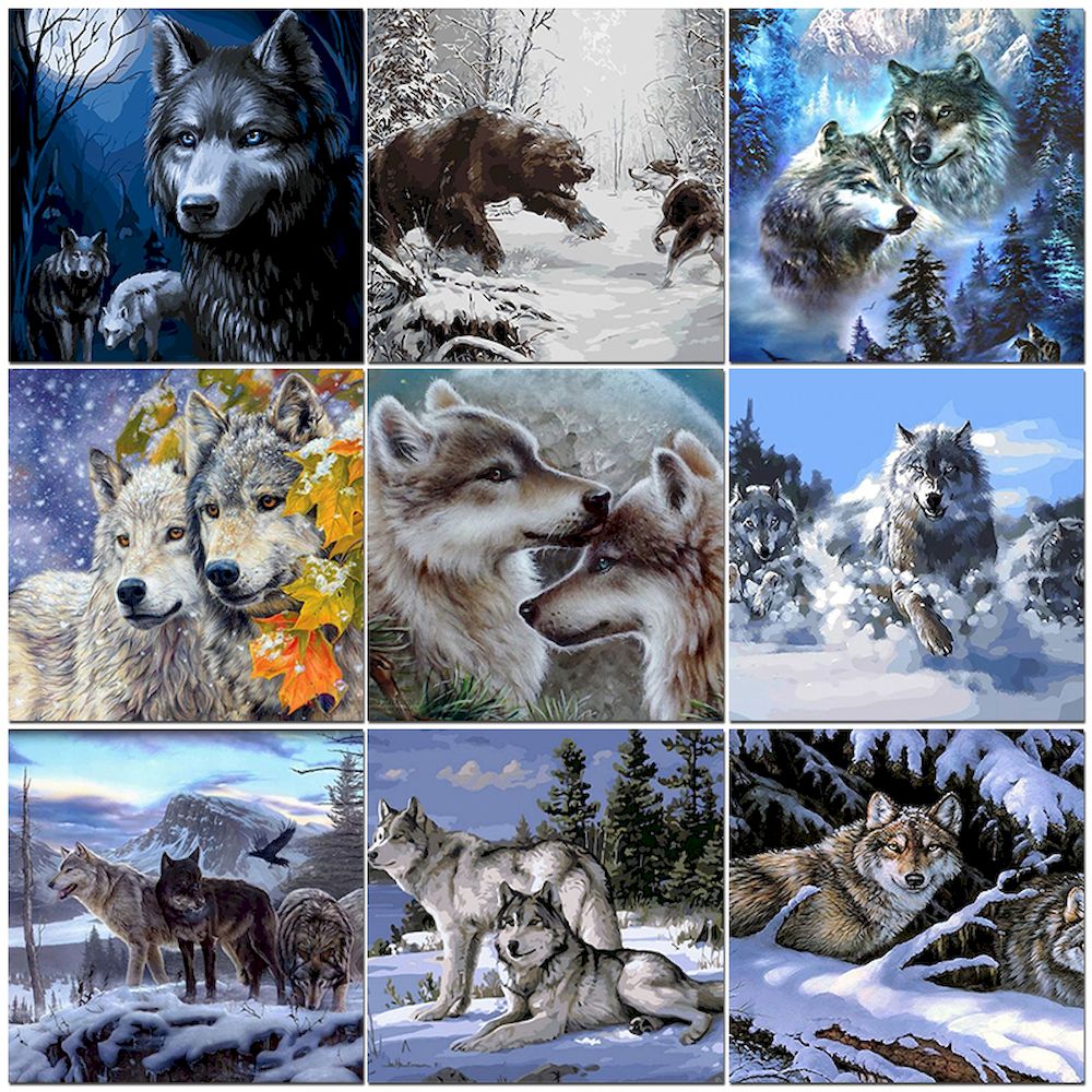 Art Craft Picture - Painting By Numbers Wolf Oil Pictures