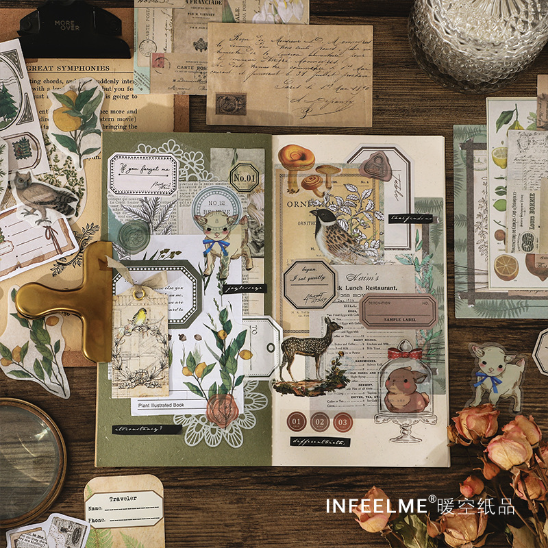 Art Craft Notebook - 1pack/260pcs Vintage Literary Art Pattern Sticker