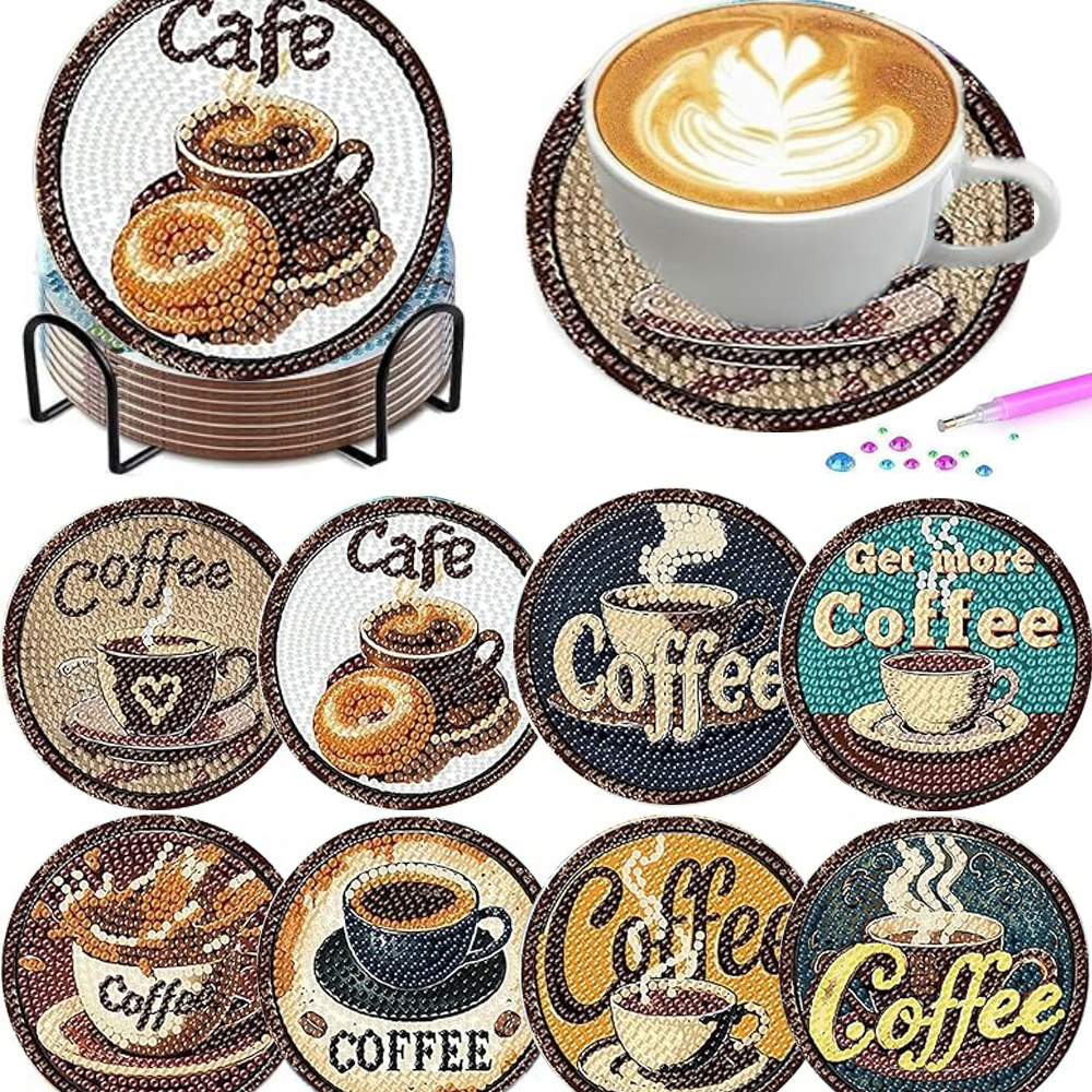 Craft Art Set - 8 Pieces/Set of Diamond Painted Coaster