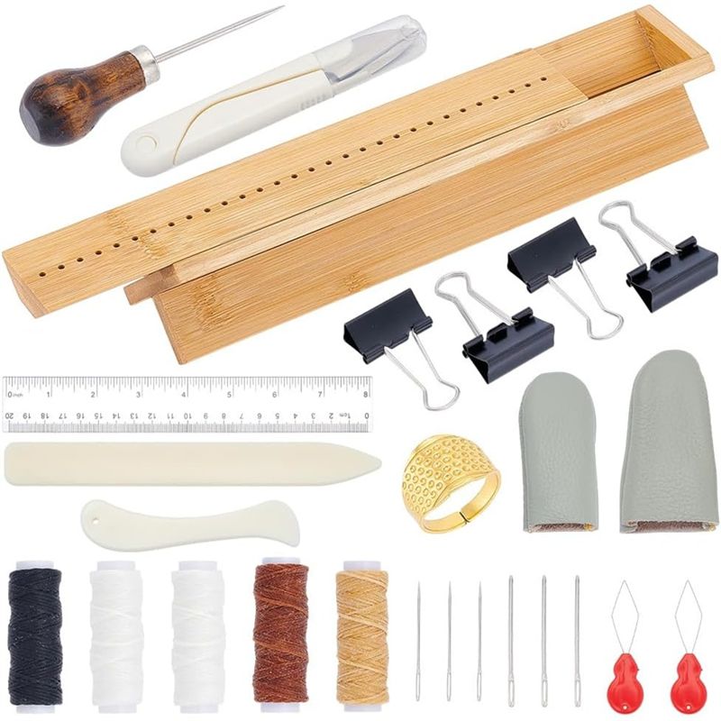 Bookbinding Supply Kit - 2025 Trend Bamboo Book-Binding Cradle(26 Pieces)