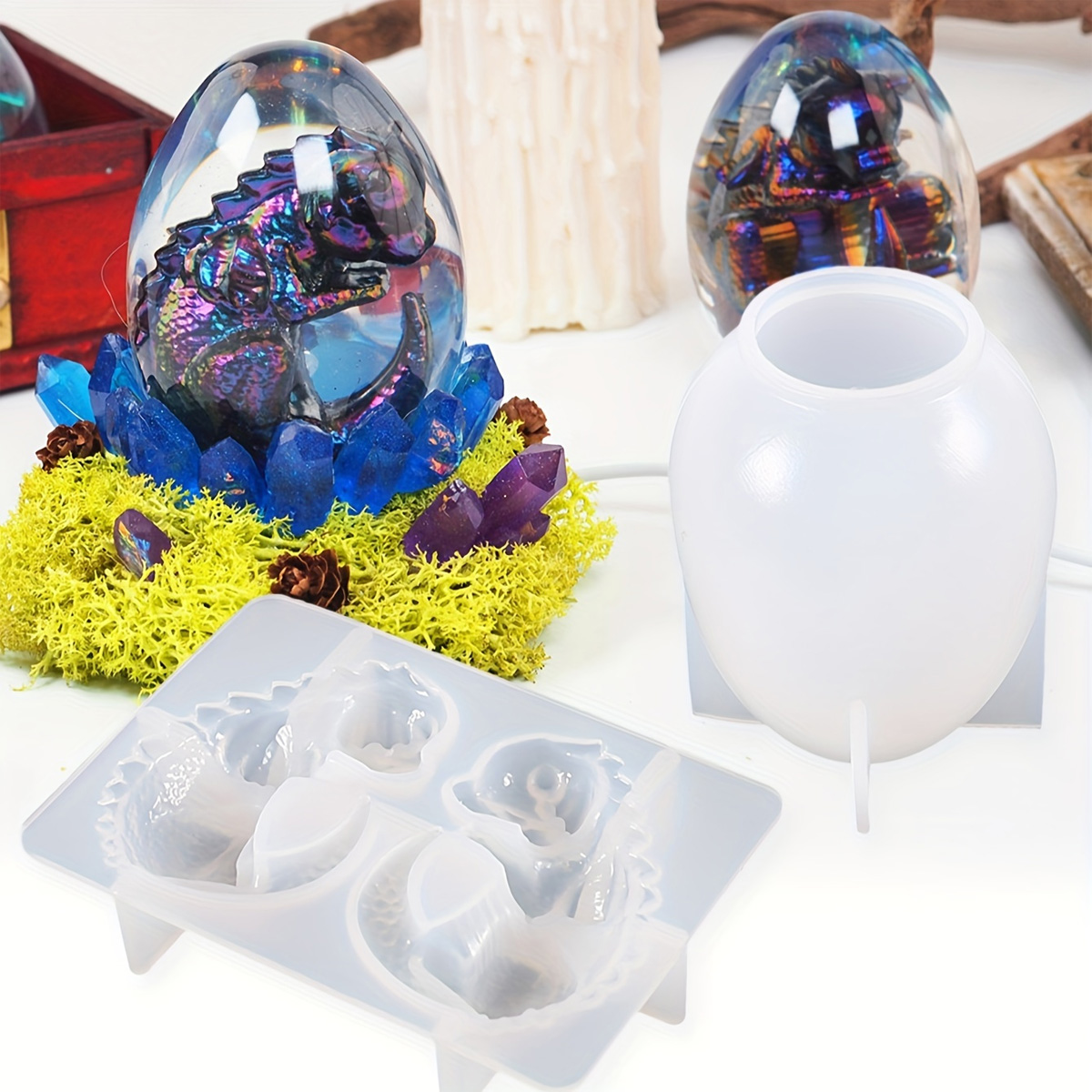 Dinosaur And Craft - Silicone Dragon Egg Molds, 2-Piece Set,