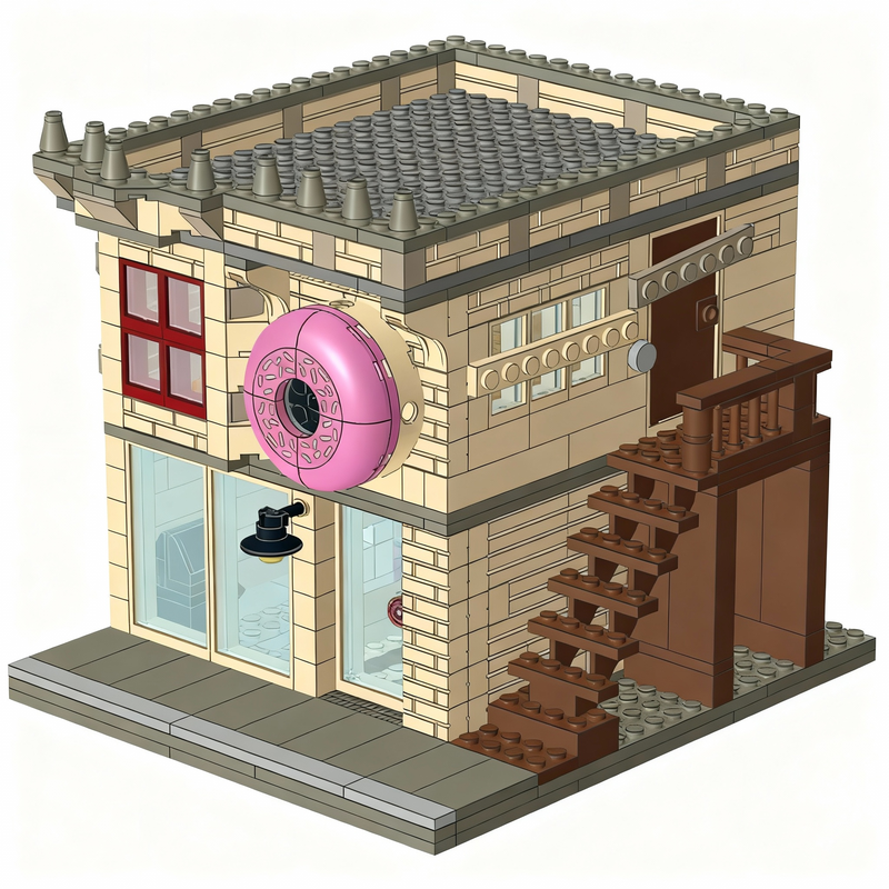 Art Craft Ideas For Christmas - 429pcs MOC Doughnut Shop Model Building