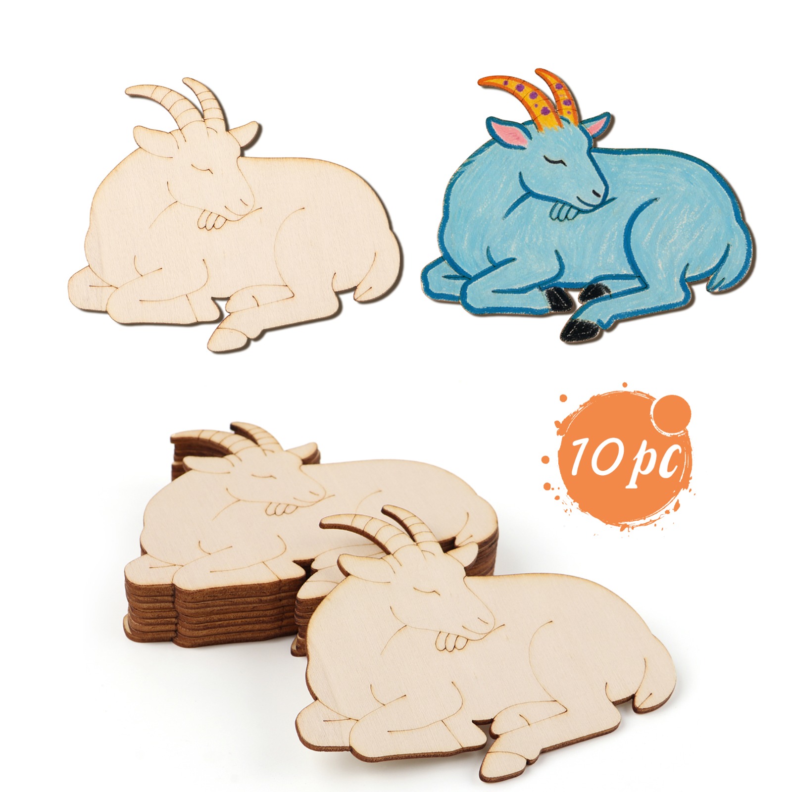 Craft Art Set - 10pcs/set Unfinished Wood Sheep Animal Ornaments
