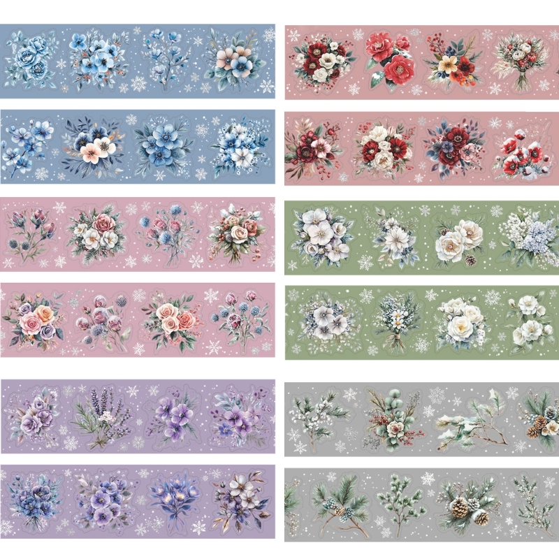 Art Craft Notebook - D5BB Flower Pattern Sticker Waterproof Adhesive