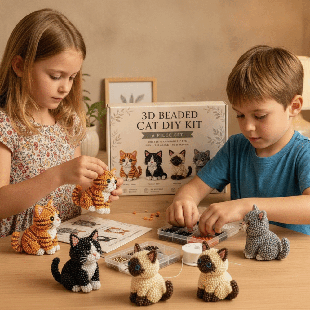 Art Craft Cat - Handmade DIY Animal Bead Embroidery Kit