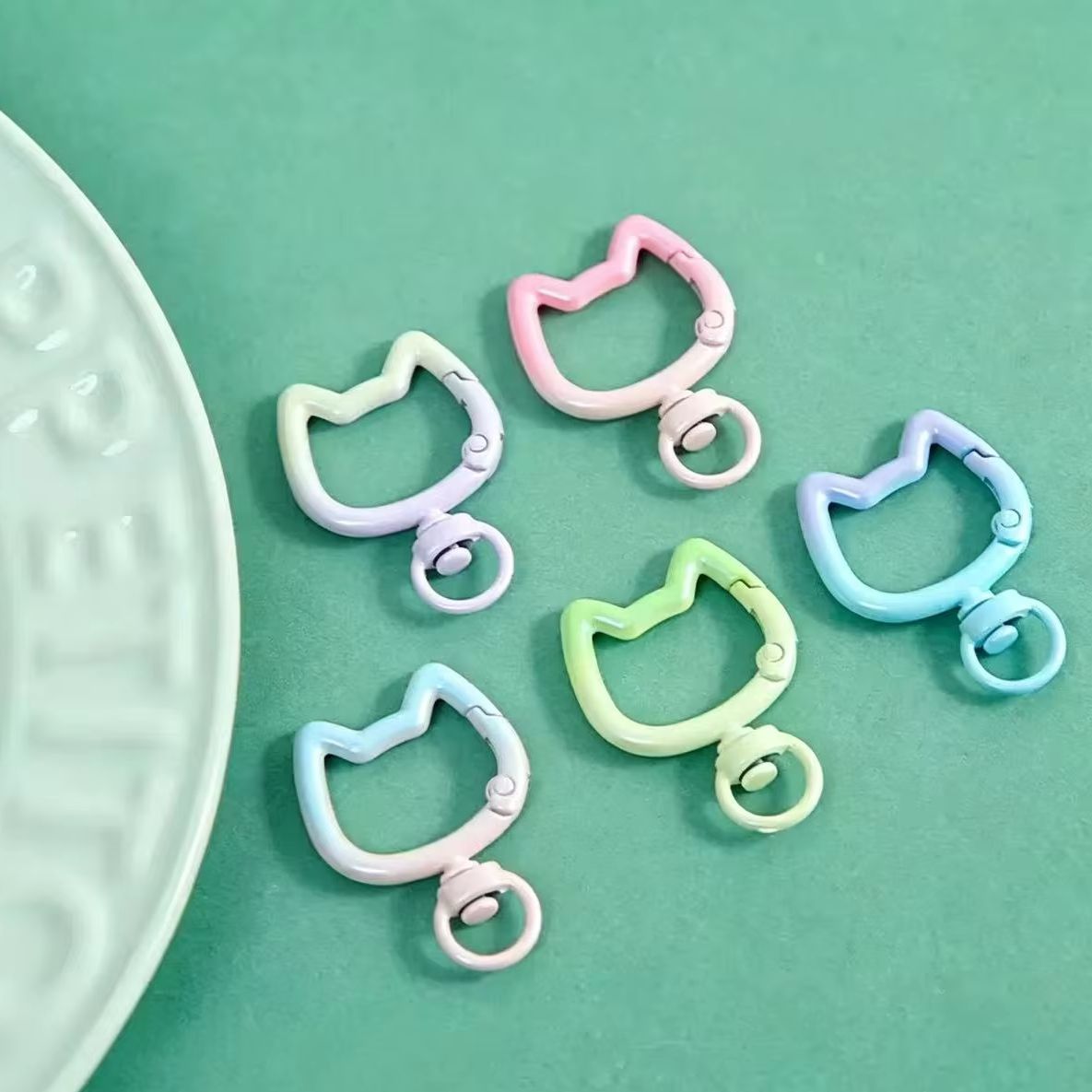 Art Craft Ideas - 5-10PCS Gradient Cute Cat Clasp Openable