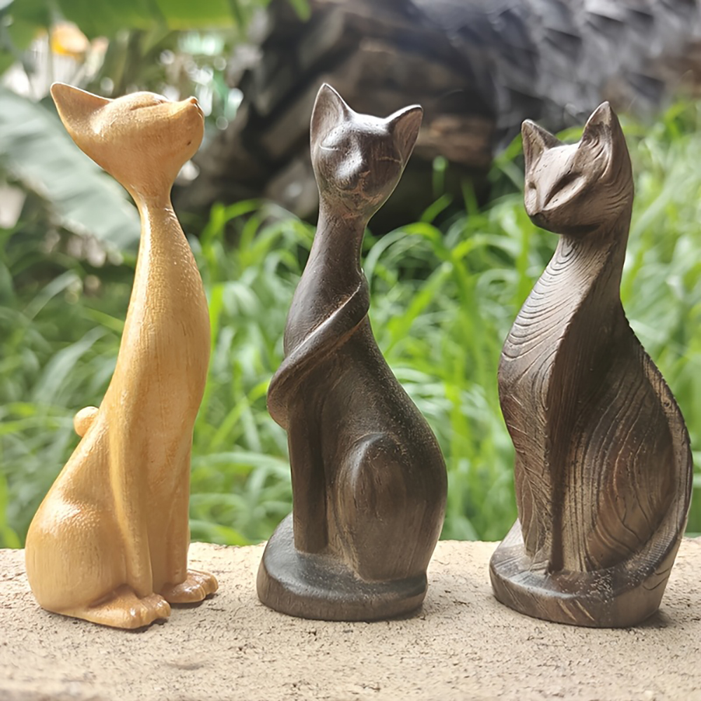 Wooden Cat Statue Ornament, Ho - Art Craft Cat recension och pris