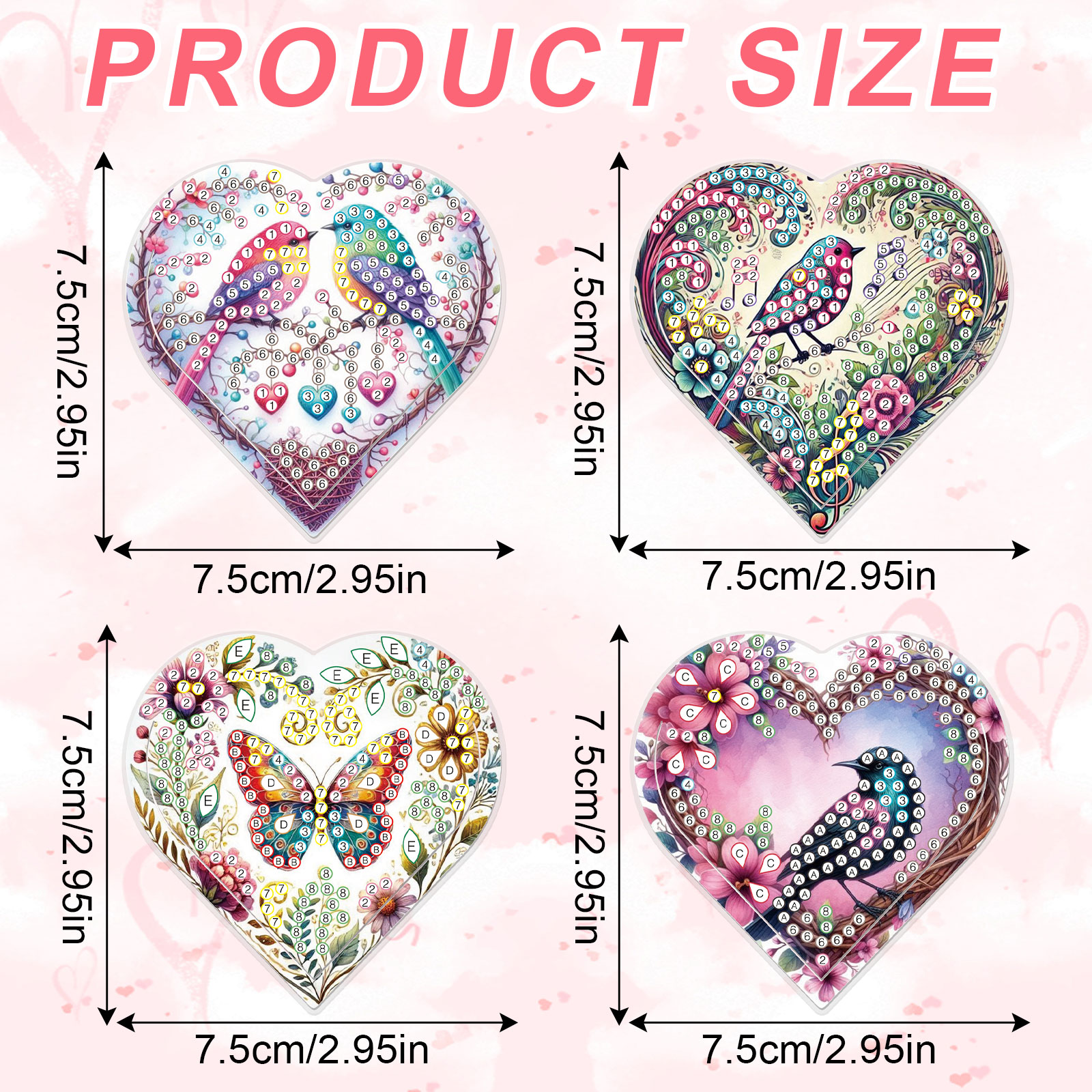 4PCS Diamond Painting Heart Sh - Craft Art Set recension och pris