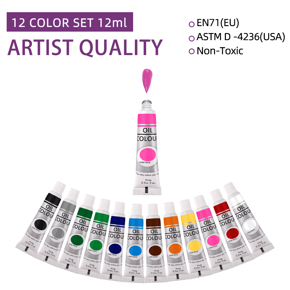 12 Color Oil Paints Set 9ml Tu - Art Craft 6 Year Old recension och pris